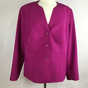 Liz Baker Women Blazer Magenta Long Sleeve Sz 18W